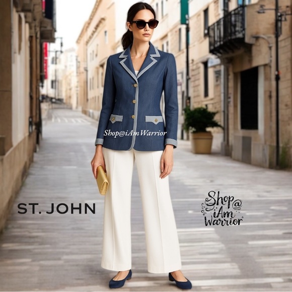 St. John Sport vintage two tone denim blazer *shop@iamwarrior - Picture 1 of 8